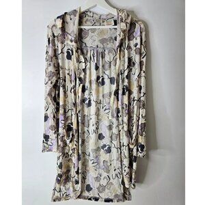 LOGO By Lori Goldstein Beach Sheer Mesh Hooded Cardigan Coverup Sz M